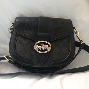 Coach Georgie Saddle bag Crossbody Black & Brown -  Leather Excellent condition